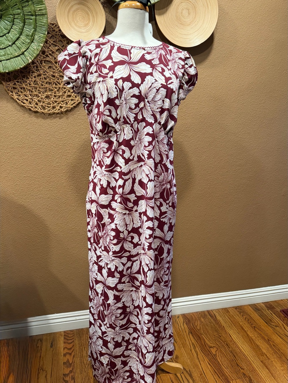 a new day Burgundy & White Floral Maxi Dress